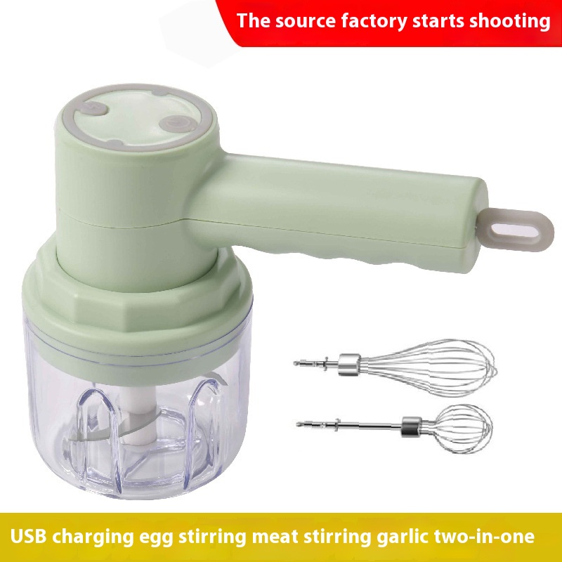 Two-in-one Garlic Beater Wireless Garlic Masher Multi-function Egg Beater Garlic Machine Household Electric Garlic Pounder Meat Grinder