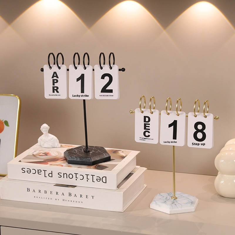 Modern Simple T-shaped Page-turning Iron Calendar Home Desktop Decoration Small Ornaments Film And Television Photography Props Desk Calendar