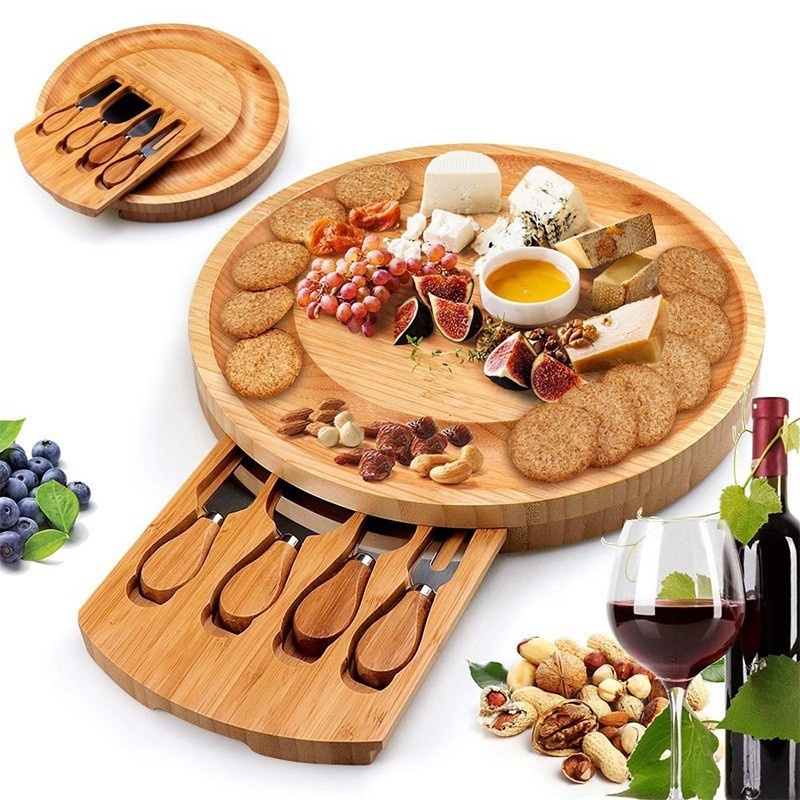 Nanzhu Cutting Board Portable Cheese Board Set Steak Pizza Tray Baking Cake Knife And Fork