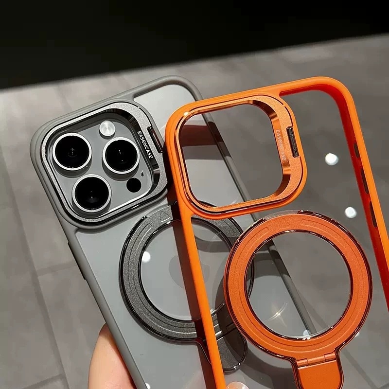Suitable For Iphone17 Magnetic Lens Holder Transparent Missing Mark Mobile Phone Case Apple 16 With Lens Film Protective Cover 15