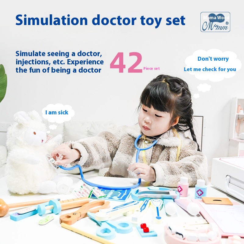 Wooden Children's Medical Box Set Toy Parent-child Interactive Game Doctor Role-playing Educational House Toys