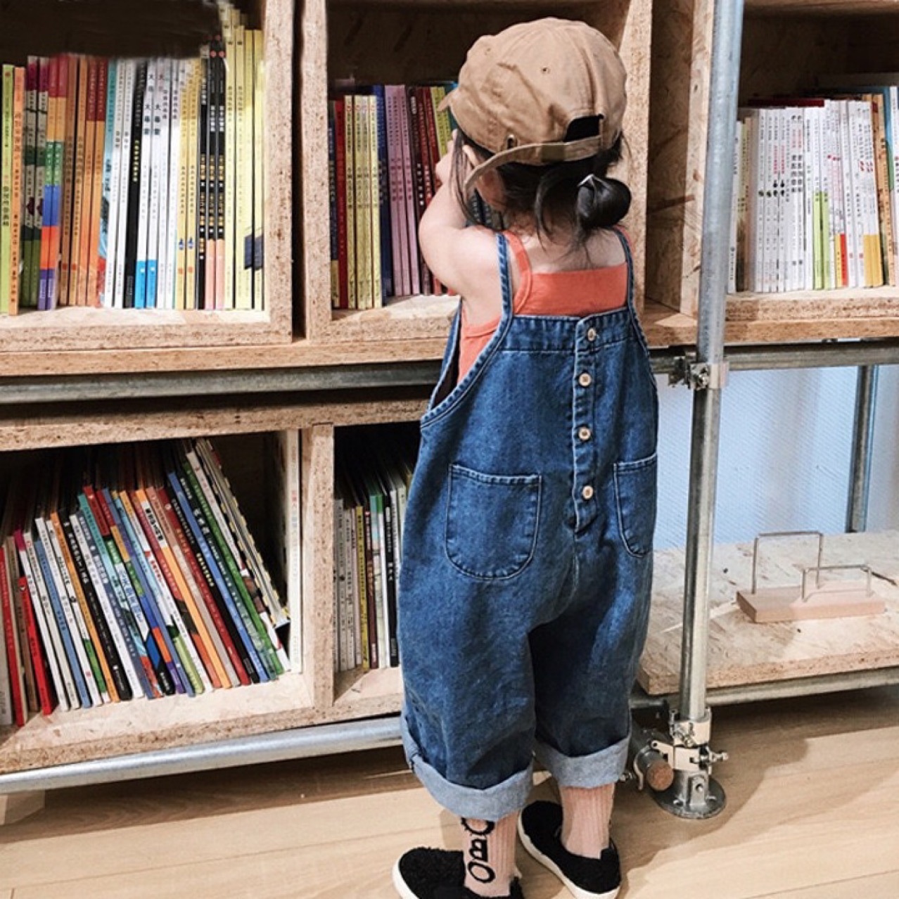 Spring,Summer And Autumn Korean Girls Overalls Fashion Children's Overalls Double-sided Personality Jeans Wide-leg Pants