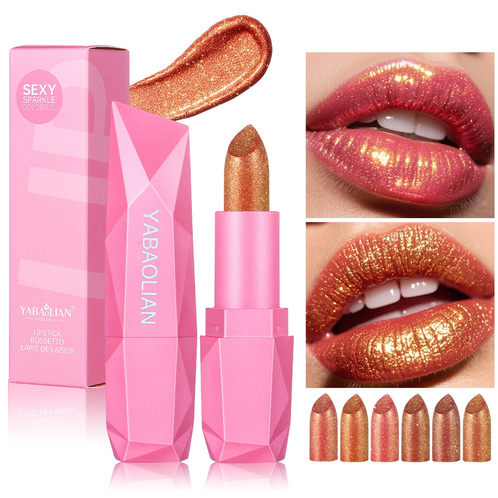 Gold-plated Lipstick Explosions Pearlescent Colorful Gold Flash Color Lipstick Gold-plated Bright Neon Lipstick