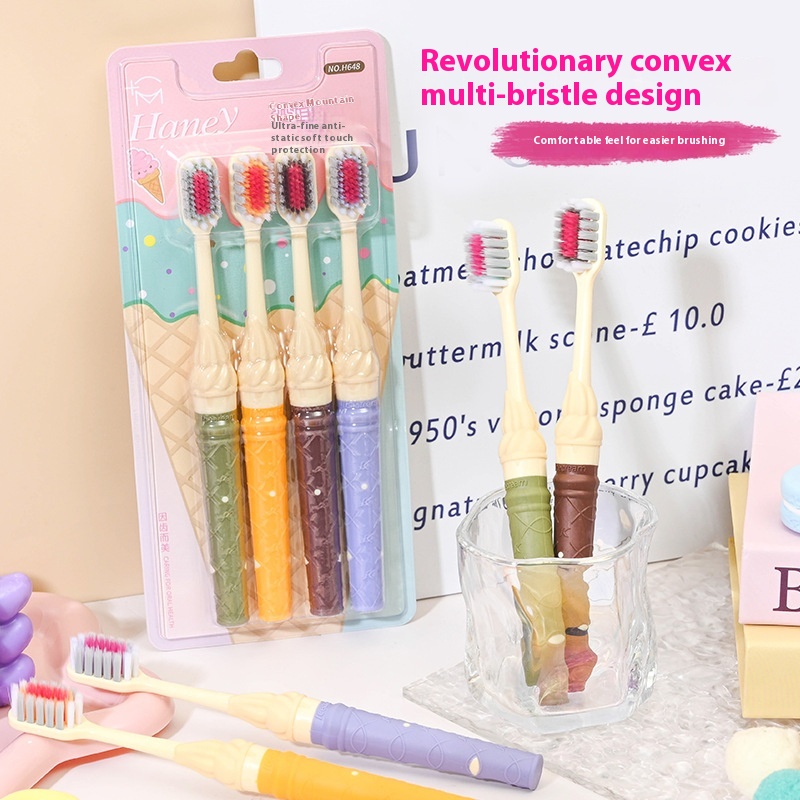 韩妮雅冰淇淋凸面山型牙刷甜筒牙刷软毛家用牙刷快手