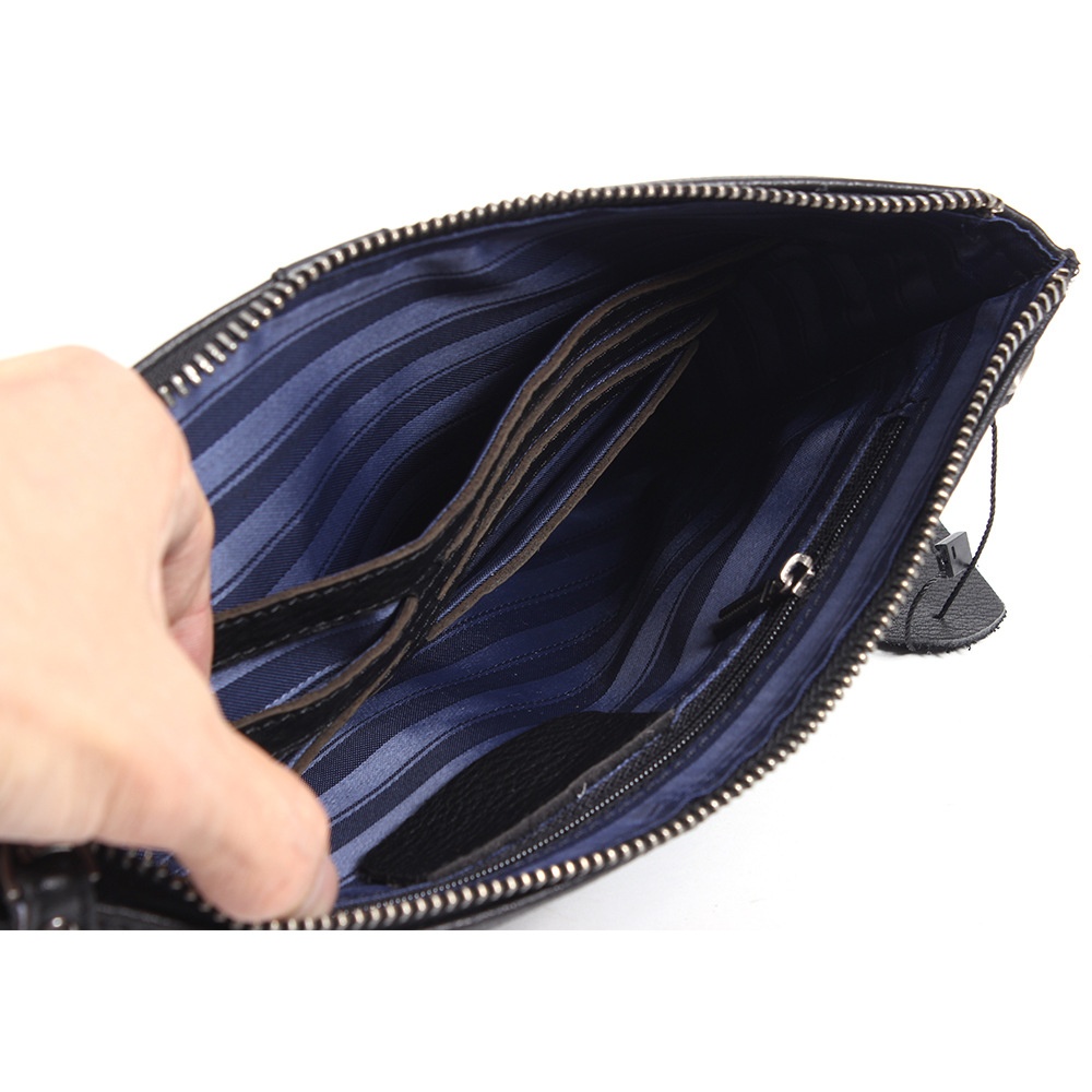 Men's Genuine Leather Clutch Bag Top Layer Cowhide Envelope Bag Fashion Large Handbag Imported Leather Casual Wallet - 5