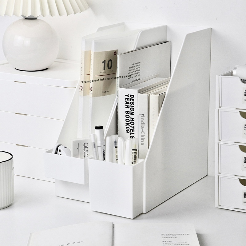 Desktop Storage Bookcase File Box Desktop File Rack Japanese Style MUJIStyle Student File Box Stationery Column Storage Box