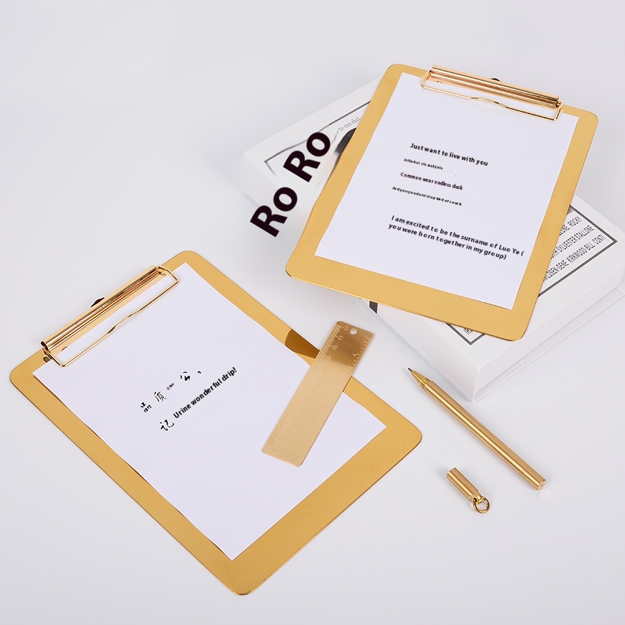 Gold Stainless Steel Writing Board Folder Menu Clip Metal Splint A4 Board Clip Writing Board Pad Folder