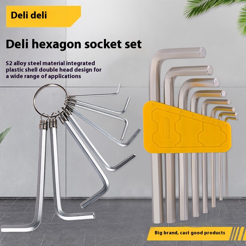 Deli D L230008 Hexagonal Wrench Set Screwdriver Tool Combination6-corner Industrial Grade Hexagonal Wrench