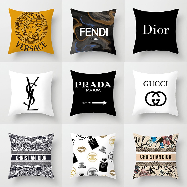 European And American Famous Brand Light Luxury Square Fashion Living Room Sofa Short Plush Pillow Case