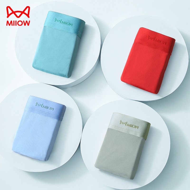 Catman Ice Silk Men's Thin Underwear Boys Antibacterial Breathable Boxer Briefs Summer Modal Boxer Shorts