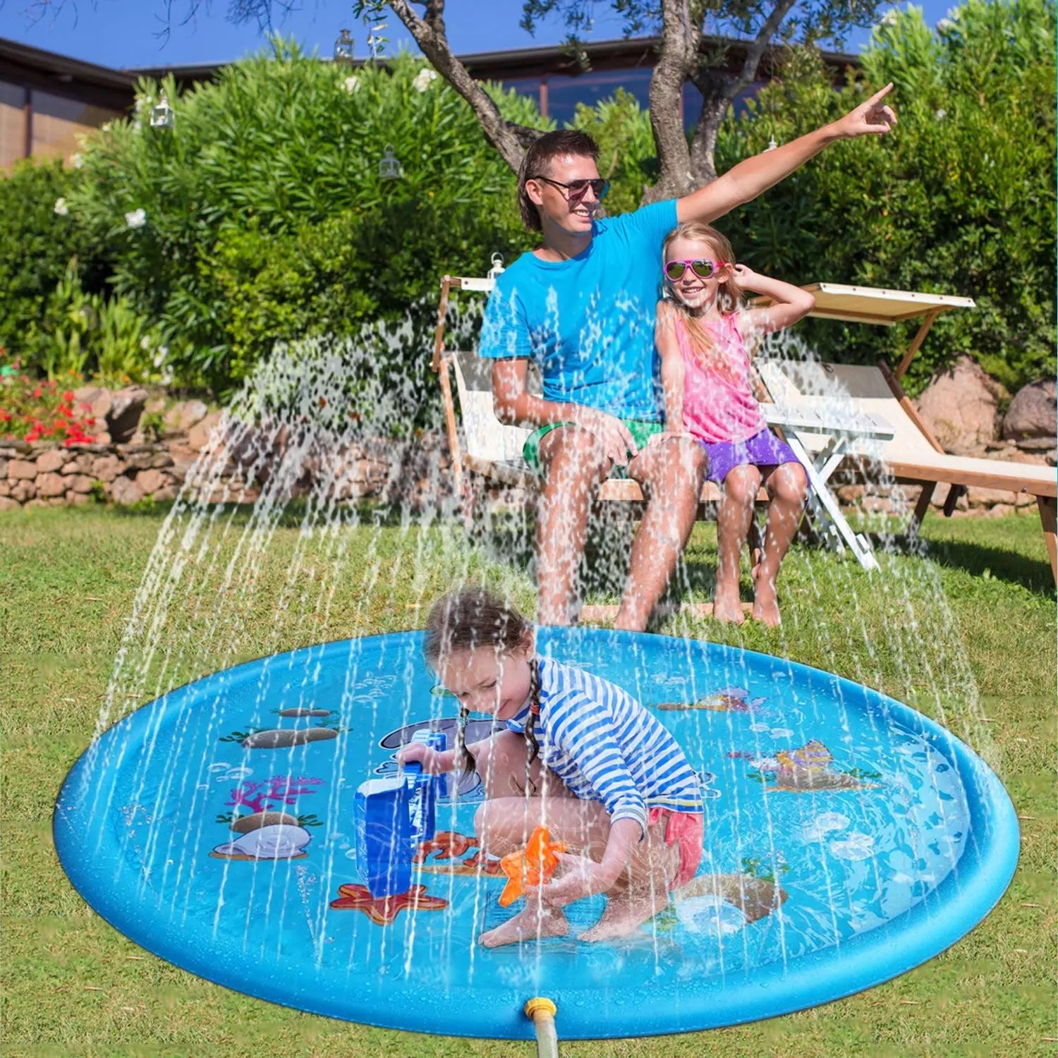 PVC170cm Splash Pad,Outdoor Toy For Kids,Lawn Beach Dolphin Sprinkler Pool