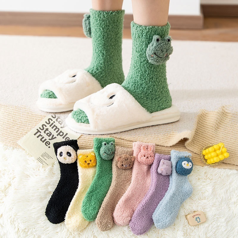 Stalls Selling Cheap Socks Floor Socks Thick Women's Socks Mid-tube Autumn And Winter Zhuji Coral Fleece Socks Chaoyu
