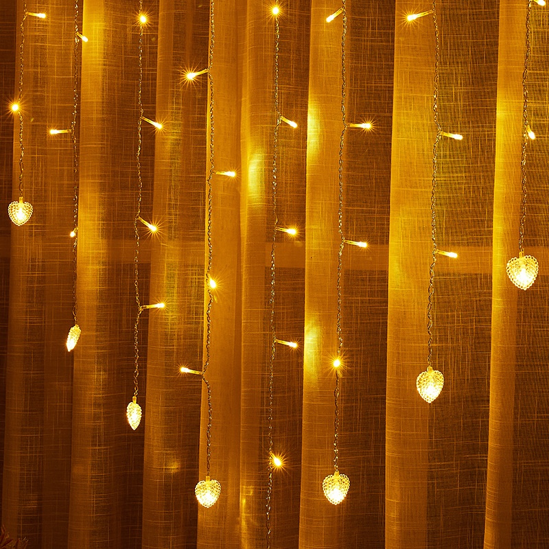 Heart-shaped Love Led Curtain Lights Icicles Christmas Decorations Wedding Lights Confession Proposal Lights String