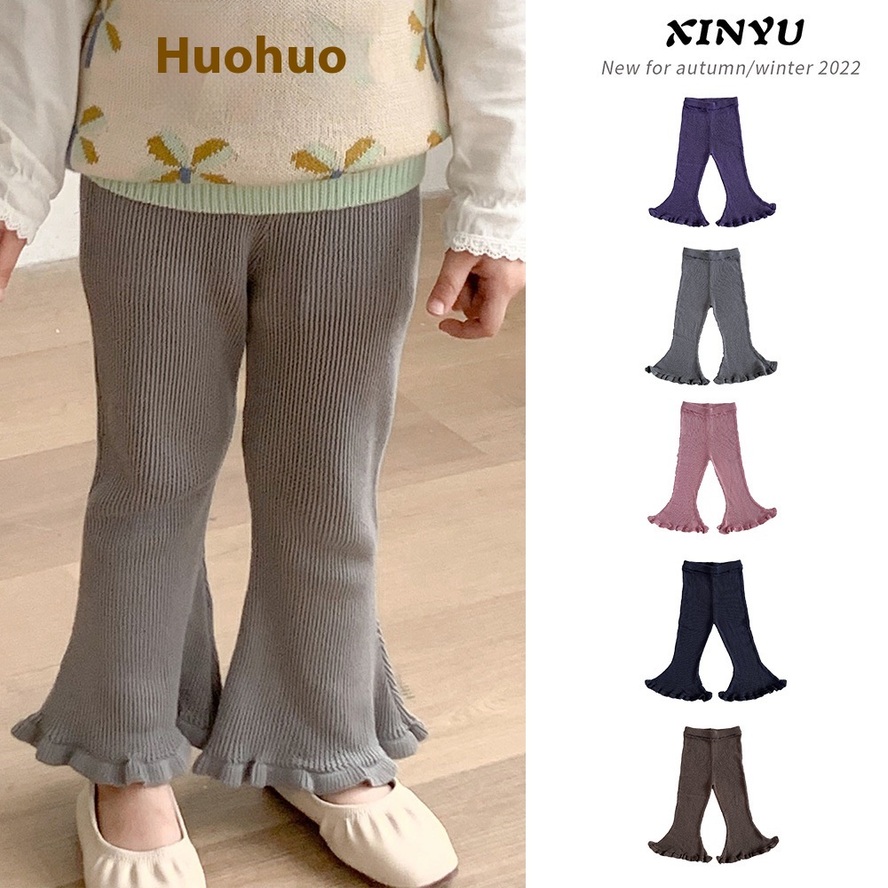 [Spring Clearance25%Off]Girls'Knitted Flared Pants Baby Retro Lace Flared Pants