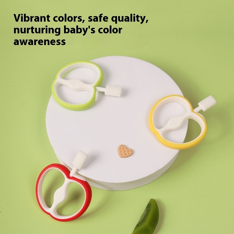 Baby Food Grade Silicone Teeth Gum Apple Multicolor Optional Baby Molar Stick Full Silicone Soft Hair Toothbrush