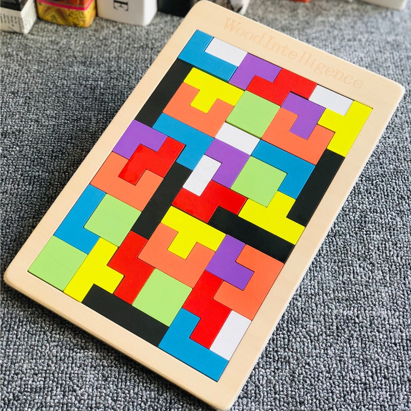 Tetris Direct Wooden Jigsaw Puzzle Wooden Building Blocks Game Jigsaw Puzzle Children's Educational Toys