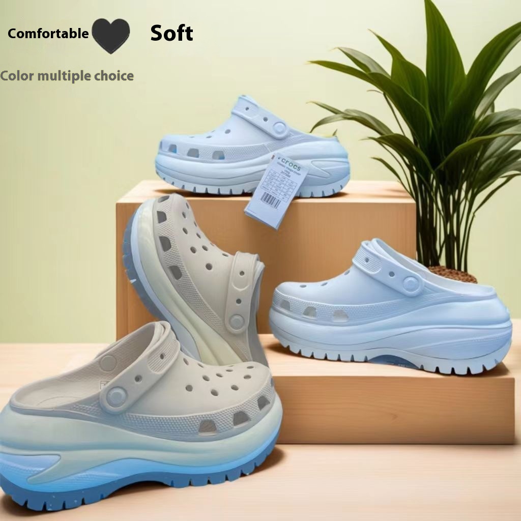 Cross Light Wheel Clogs Summer Women's Thick-Soled Heightening Non-Slip Beach Toe-Toe Korean Style Clogs