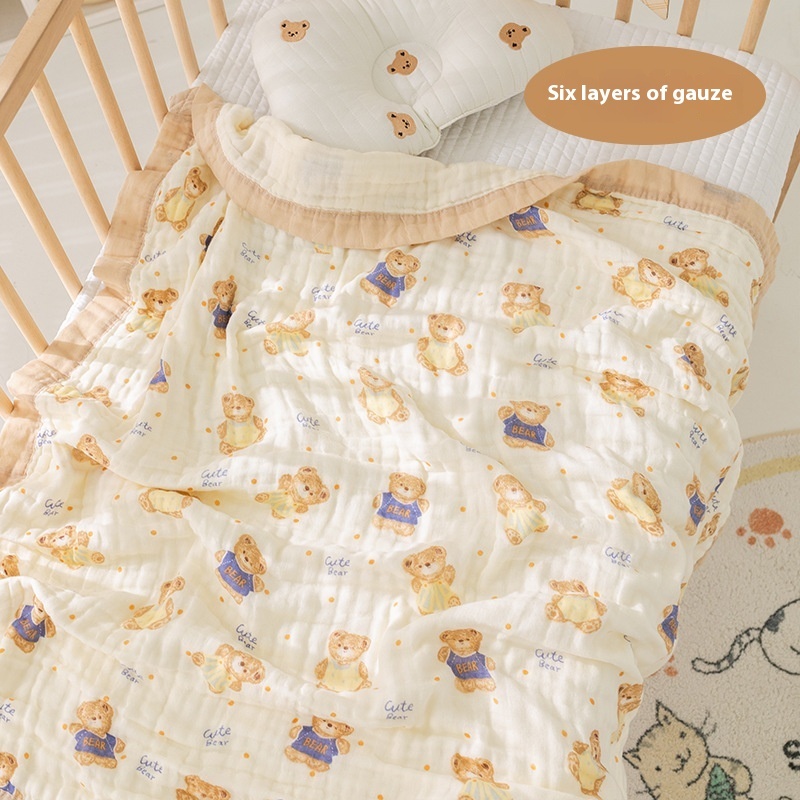 High-density Six-layer Gauze Baby Bath Towel Soft Absorbent Baby Bath Towel Children's Blanketbornborn Blanket