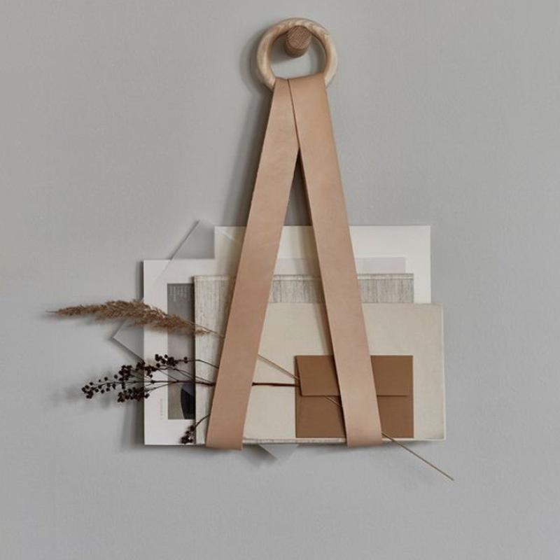 Nordic Style Magazine Storage Bag Wall-mountedspaper Decorative Rack Simple Leather Bookshelf