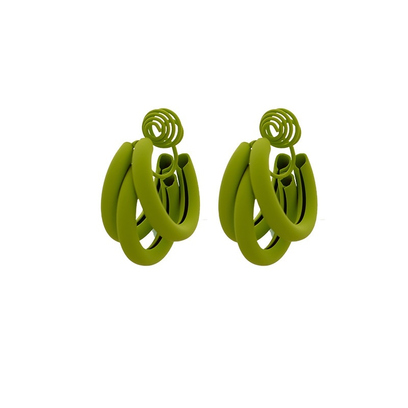 Small Fresh Green Bow Geometric Earrings Without Ear Holes All-match Style Explosive Design Mosquito Coil Ear Clip