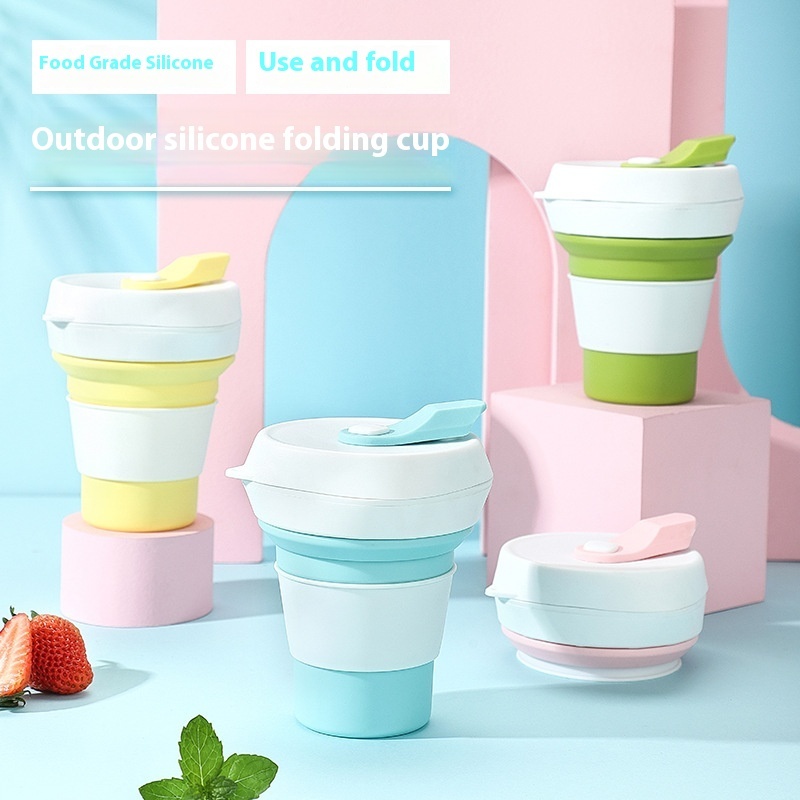 Silicone Foldable Water Cup Twist Lid Foldable Cup Portable Water Cup