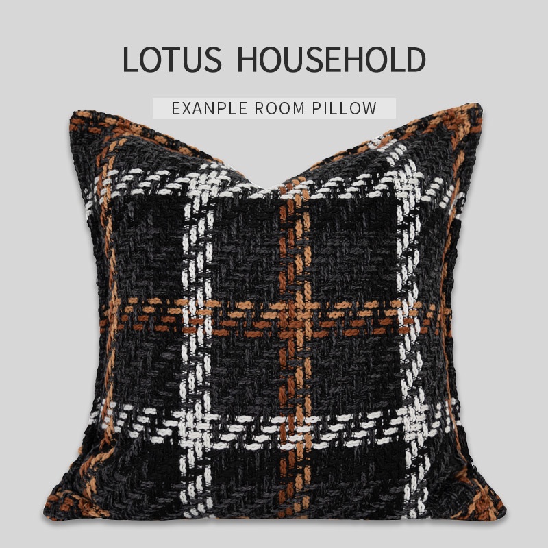 Tweed Plaid Pillowcase Modern Simple Light Luxury Model Room Sofa Cushion Cover Pillow Soft Decoration