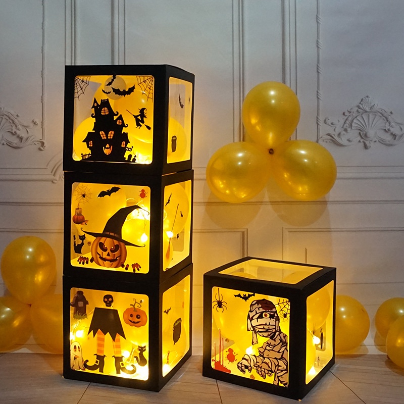 Halloween Decorations-Horror Party Stickers,Pumpkin Lanterns,And Balloon Boxes For Creating ASpooky Atmosphere