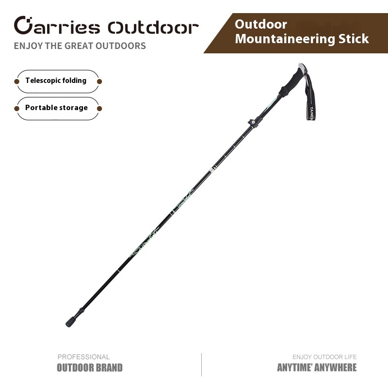 Outdoor Trekking Pole Aluminum Alloy Folding Ultra-light Ultra-short Telescopic Outdoor Handcuffs Hiking Walking Stick Hiking Pole