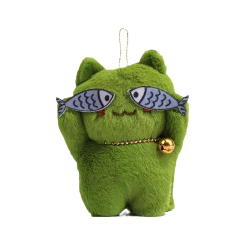 Original Shy Cat Cute Naughty Cat Fish Y Plush Pendant Doll Car Hanging Keychain Couple Small Gift
