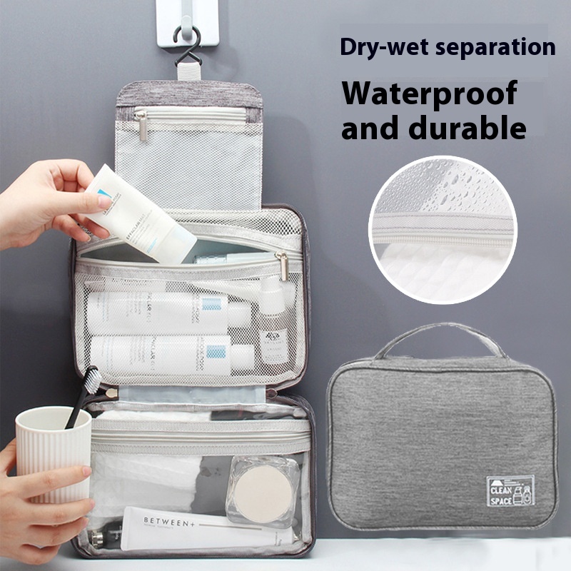 Cationic Oxford Cloth Hook Toiletry Bag Multi-compartment Hanging Storage Bag Toiletry Travel Portable Cosmetic Bag