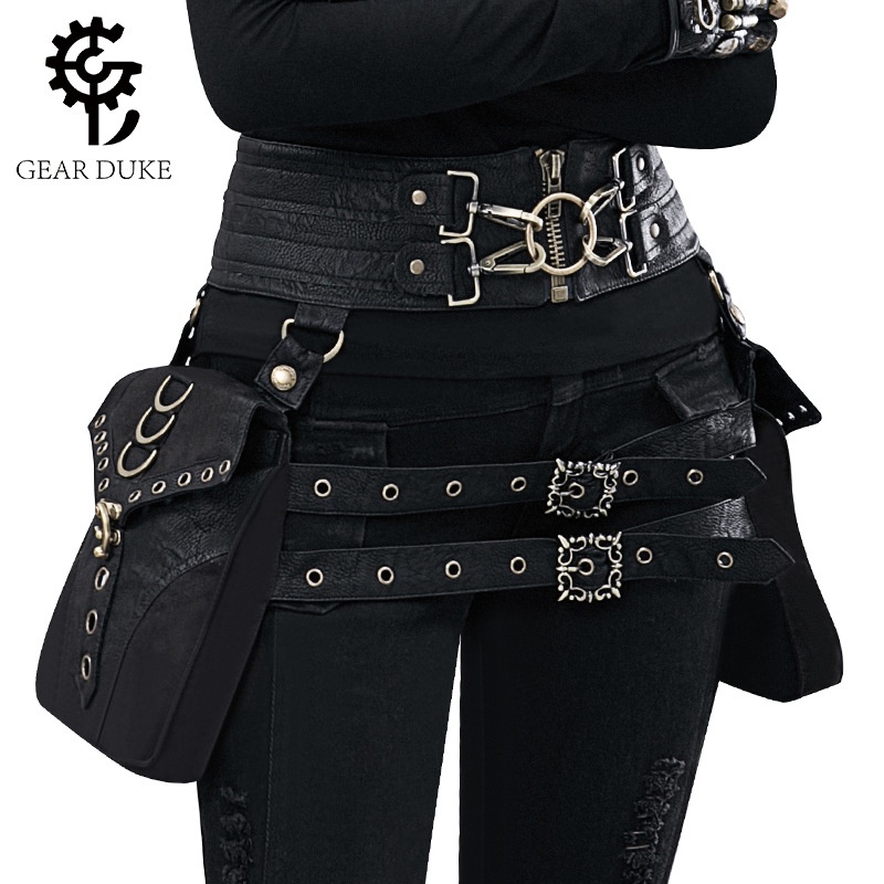 Foreign Trade Bags For Women TEMUEuropean And American Punk PULeather Women's Bag Outdoor Mobile Phone Retro Waist Bag