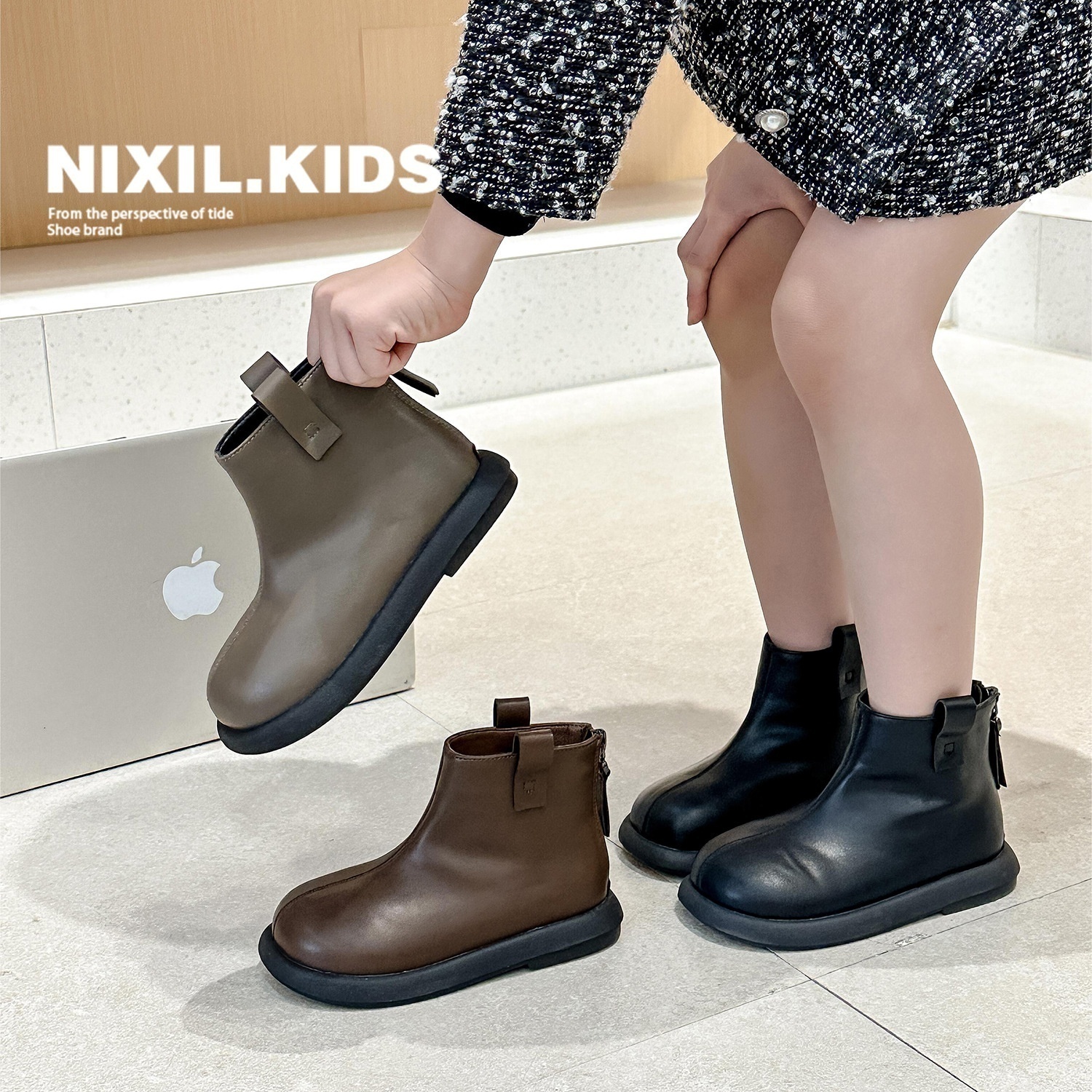 Little Black Horse Children's Shoes Autumn And Winter Children's Ankle Boots Fashion Simple Girls Boots Korean Princess Boots