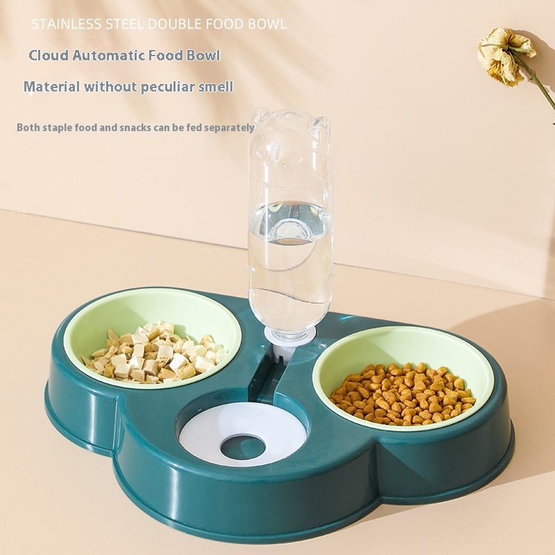 Cat Bowl Double Bowl Food Bowl Automatic Water Dispenser Feeder Dog Cat Bowl Anti-knockover Cat Food Bowl Pet Feeder