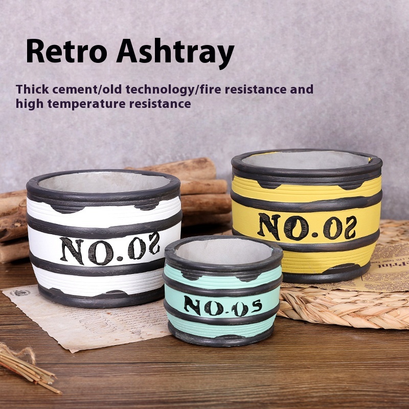 Retro Old Tire Cement Ashtray Home Living Room Coffee Table Bar Ktv Ashtray Anti-fly Ash Large Size Personality