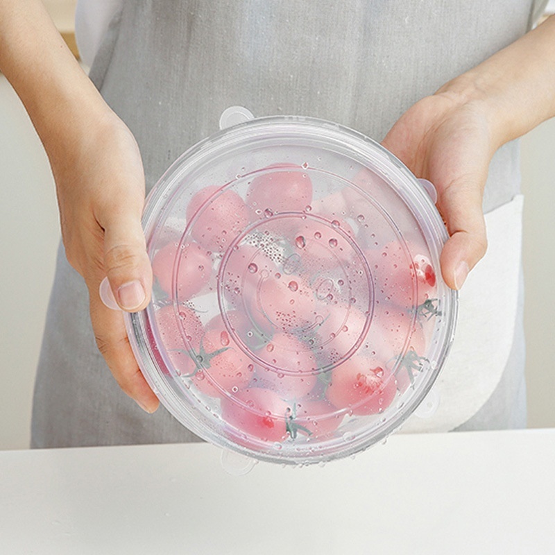 Creative Smiley Face Shape Fruit And Vegetable Plastic Wrap Cup Cover Silicone Plastic Wrap6-piece Set