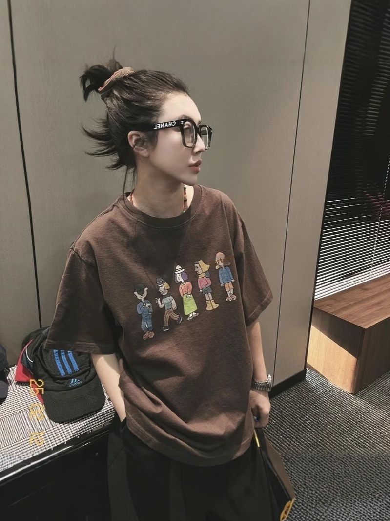 Cartoon Print Short-sleeved T-shirt For Men And Women, Fashionable, Stylish, Versatile, And Casual.