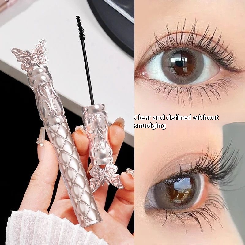 Butterfly Mascara Sunflower Thick Fine Head Fine Comb Waterproof No Snoiling Thick Curled Eyelash Base Cream Setting