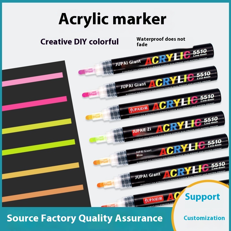 Jupa Acrylic Marker Pen Waterproof Quick-drying Non-smudge Hand-painted Mark Paint Pen Student Thick Head Acrylic Painting Pen