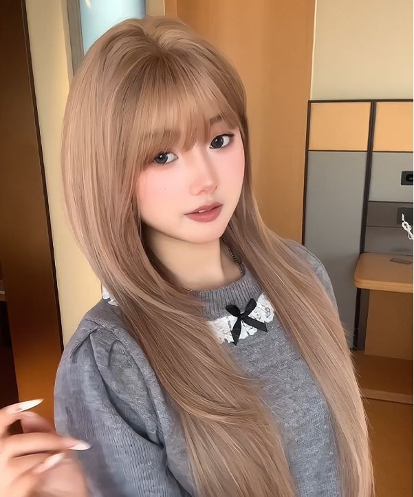 Bully Wig Women's Long Hair Straight Hair Fog Pink Women's Full Head Cover Dragon Beard Sideburns Layered Styling In Stock