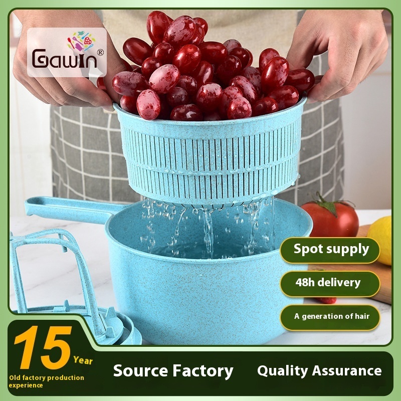 Creative Multifunctional Hand-cranked Rice Washer Vegetable Dehydrator Salad Mixer Egg Spinner Kitchen Tool