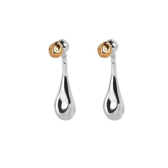 Minimalist Two-color Original Water Drop Earrings High-end Sense Simple Cold Style Gold And Silver Two-color Earrings Tassel Earrings For Women - 5