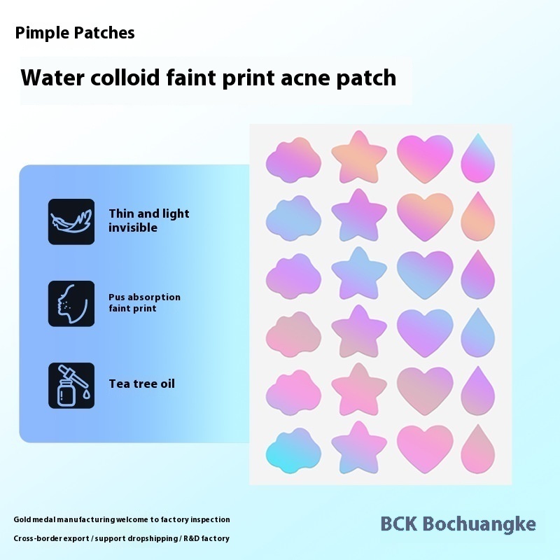 DIY Laser Special-Shaped Acne Clearing Patch Can Be Used For Makeup Repair Wound Hydrocolloid Heart Water Drop Acne Removal Colorful Acne Patch