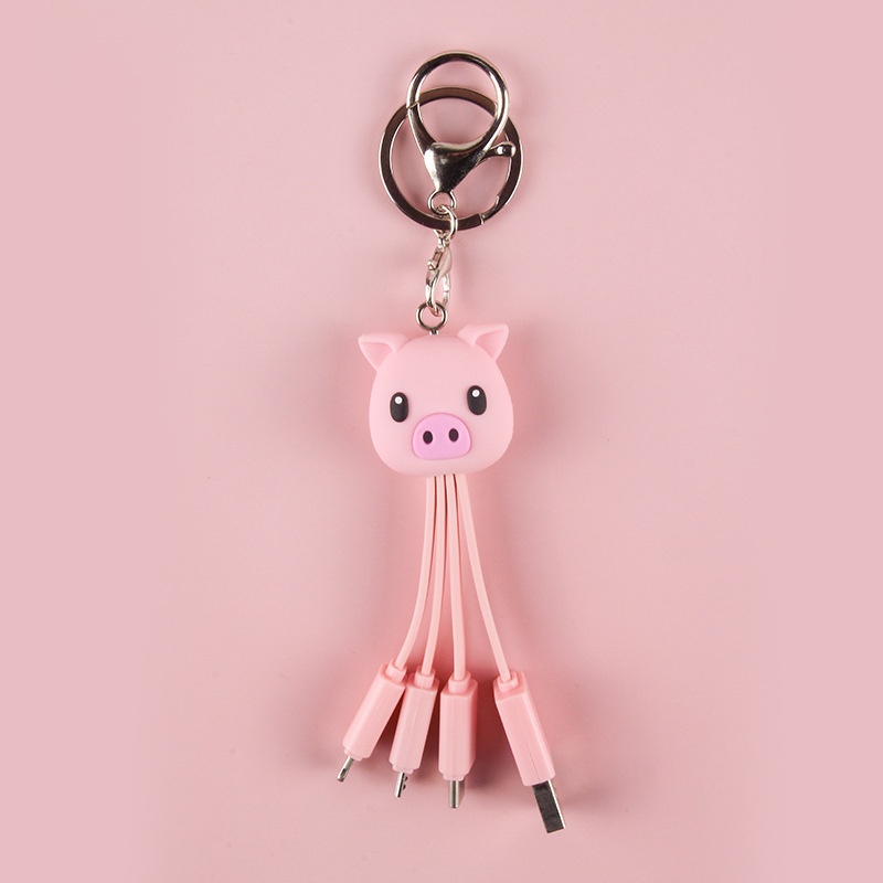Cute Cartoon Super Cute Pink Pig Fast Charging Data Cable Doll Keychain Bag Pendant Mobile Phone Charging Cable