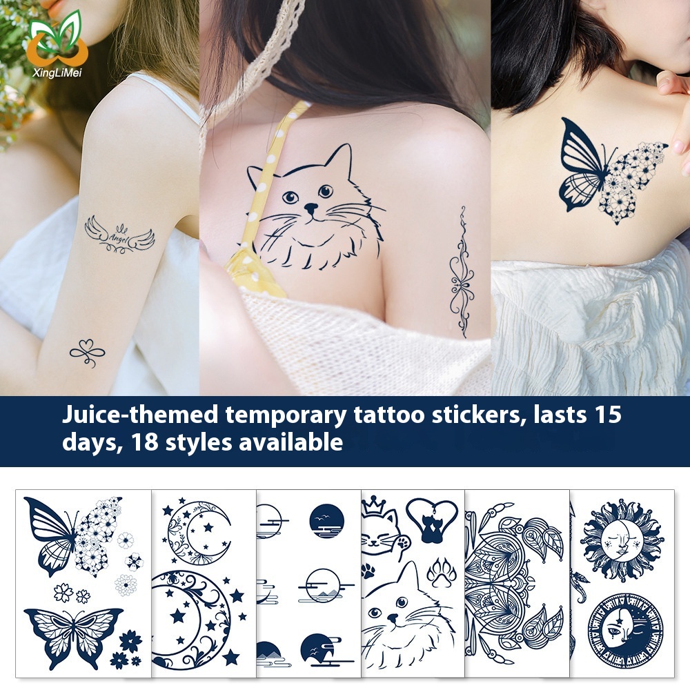 Tattoo Sticker Herbal Plant Semi-Temporary Tattoo Waterproof Imitation Sweat Tattoo Gardenia Juice Tattoo Sticker