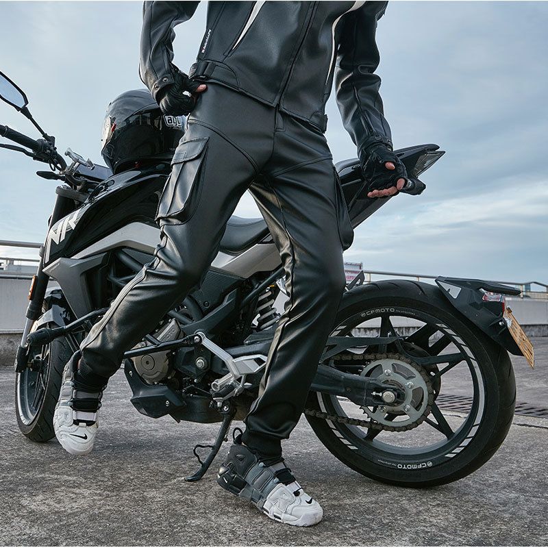 Motorcycle Loose Riding Cargo Leather Pants Man