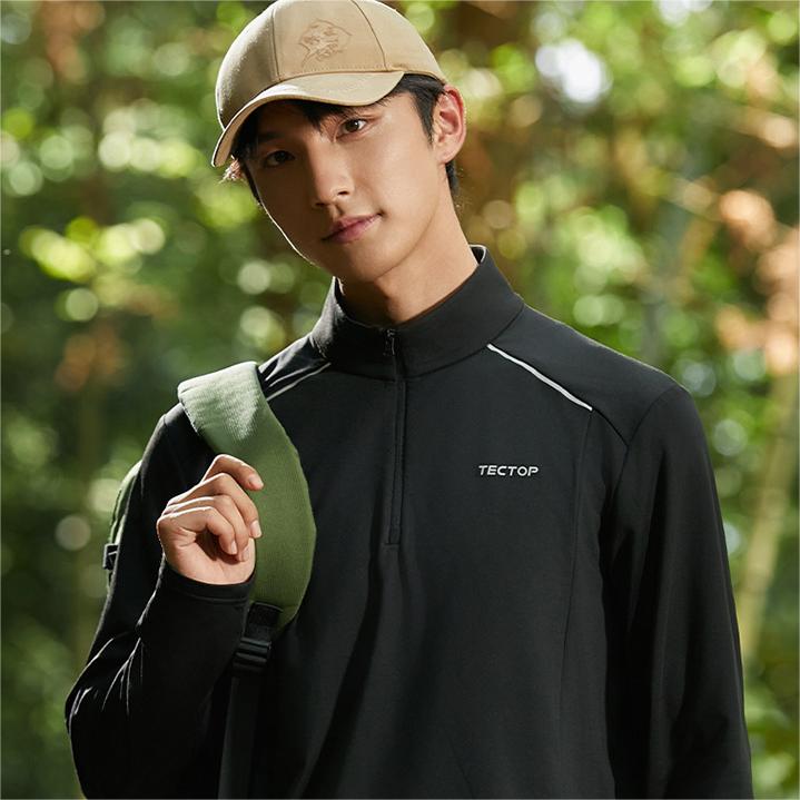 Outdoor Couples Quick Drying Long Sleeve T-shirt Stand Tie Light Fleece High Elastic Long Sleeve T-shirt