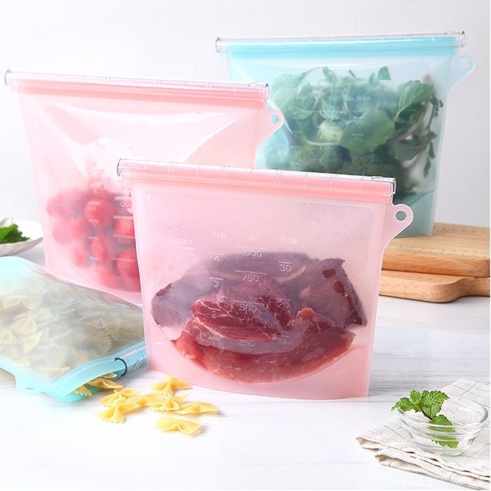 ESGEco-Friendly Material Vacuum Leak-Proof Silicone Food Storage Bags Reusable Food Pouches