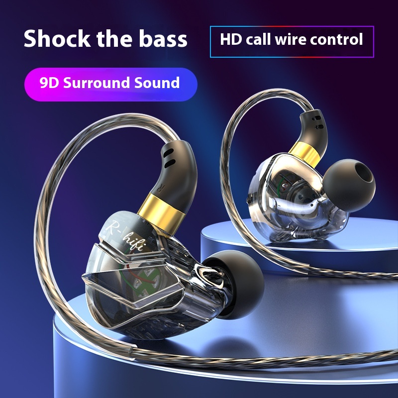 In-ear Sports Headphones With Heavy Bass Wire Control And Microphone For Eating Chicken Games Karaoke Headphones S