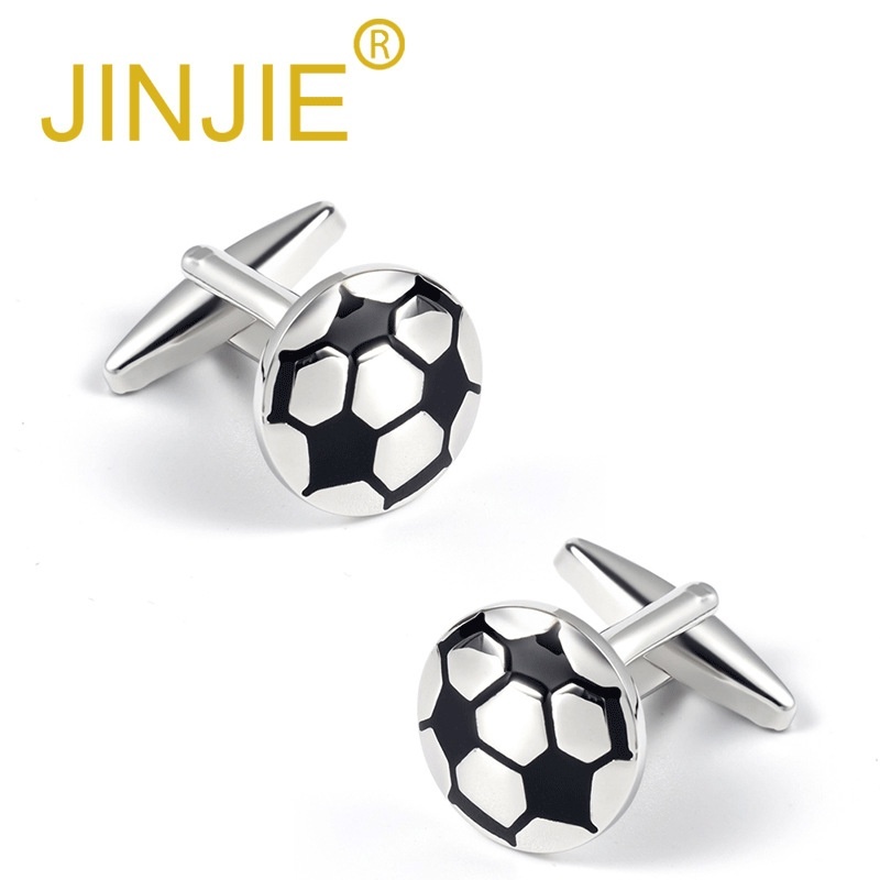 Cash In Stock Football Shape Metal Enamel Cufflinks Men's French Shirt Cufflinks Cufflink