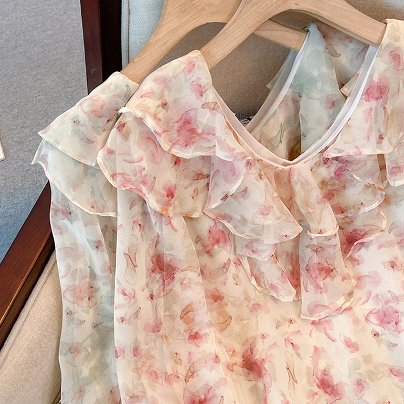 Sweet Slim Collar Chiffon Blouse